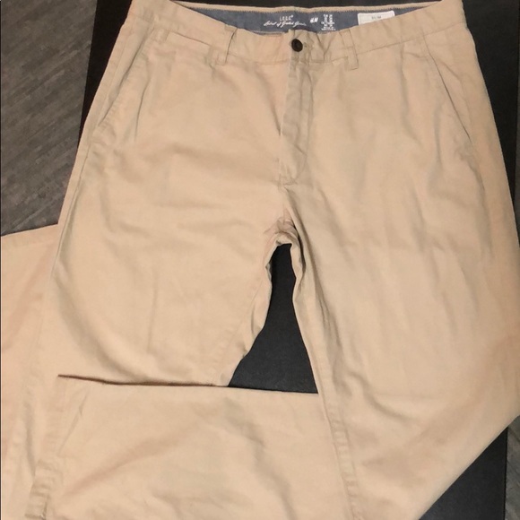slim fit khaki pants h&m
